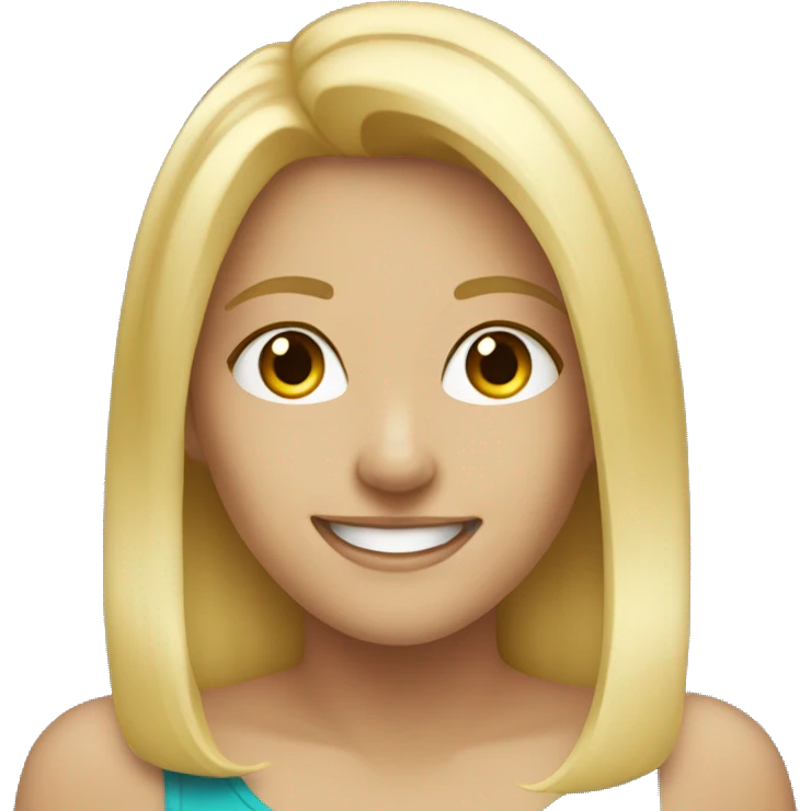 blonde girl smiling at viewer emoji