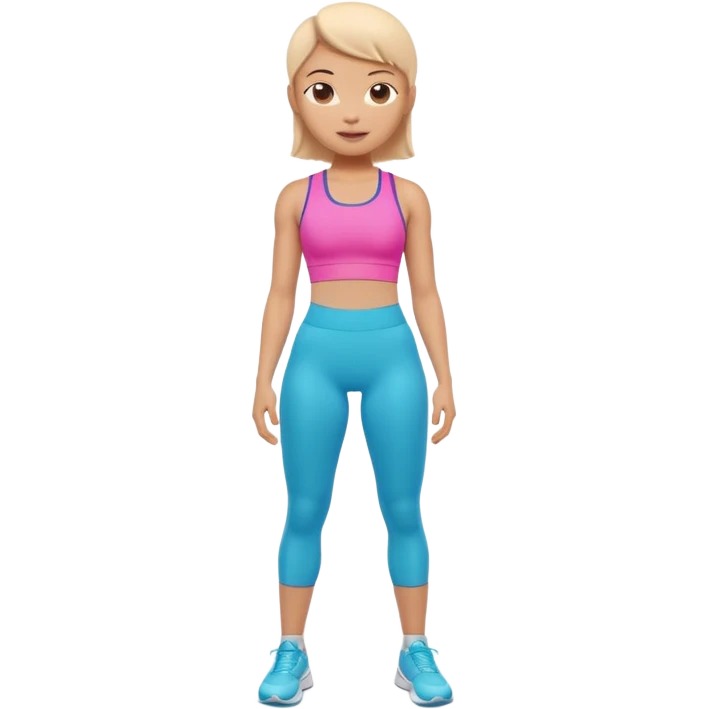 A 3D cartoon fit person showing a slim waistline, wearing sportswear, bright lighting, Memoji-style. close up camera angle. emoji