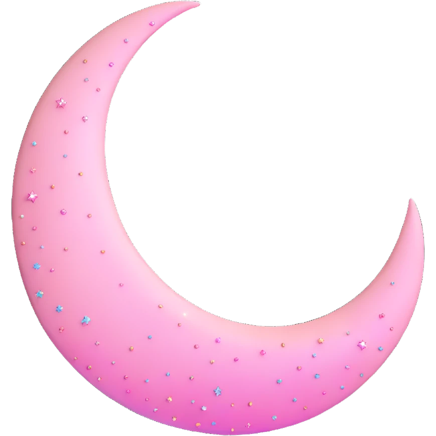 shimmering light pink crescent moon with sparkles emoji