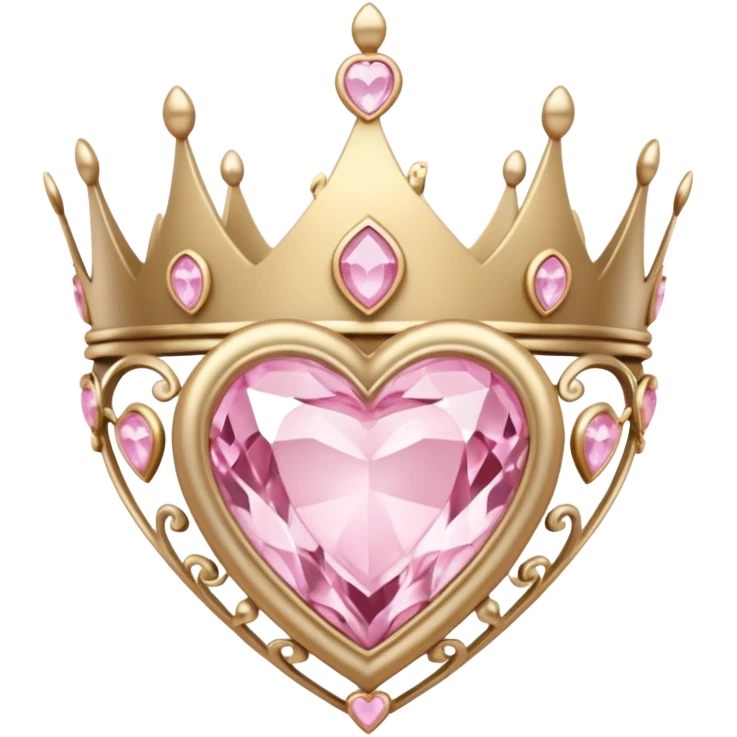 white and pastel pink crown with heart gem emoji
