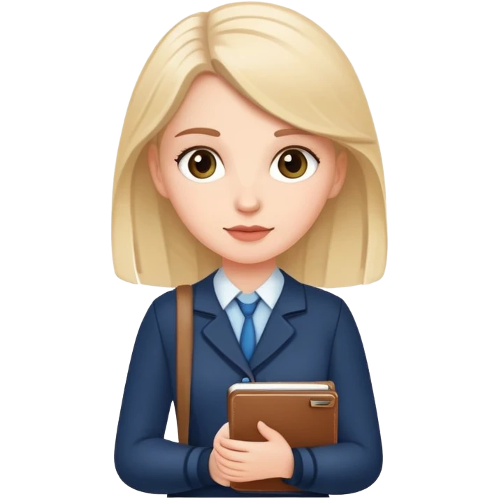 White girl. Comissioner but she holding a notebook in her hands. emoji