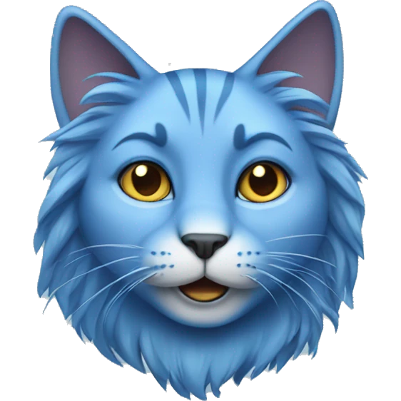 Blue Cat with long hair emoji