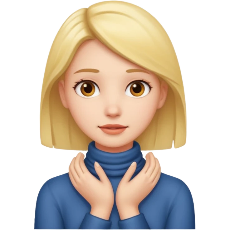 A girl with her hands aroun neck emoji