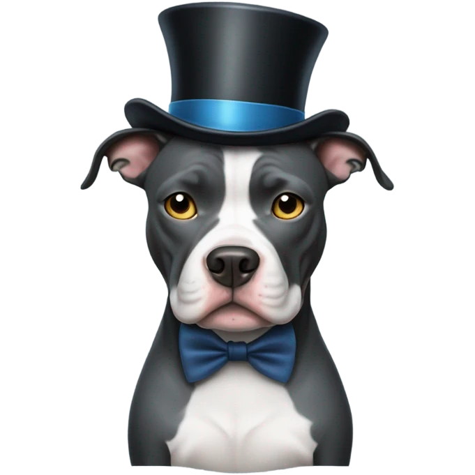 Blue pitbull standing up with a top hat and monocle  emoji