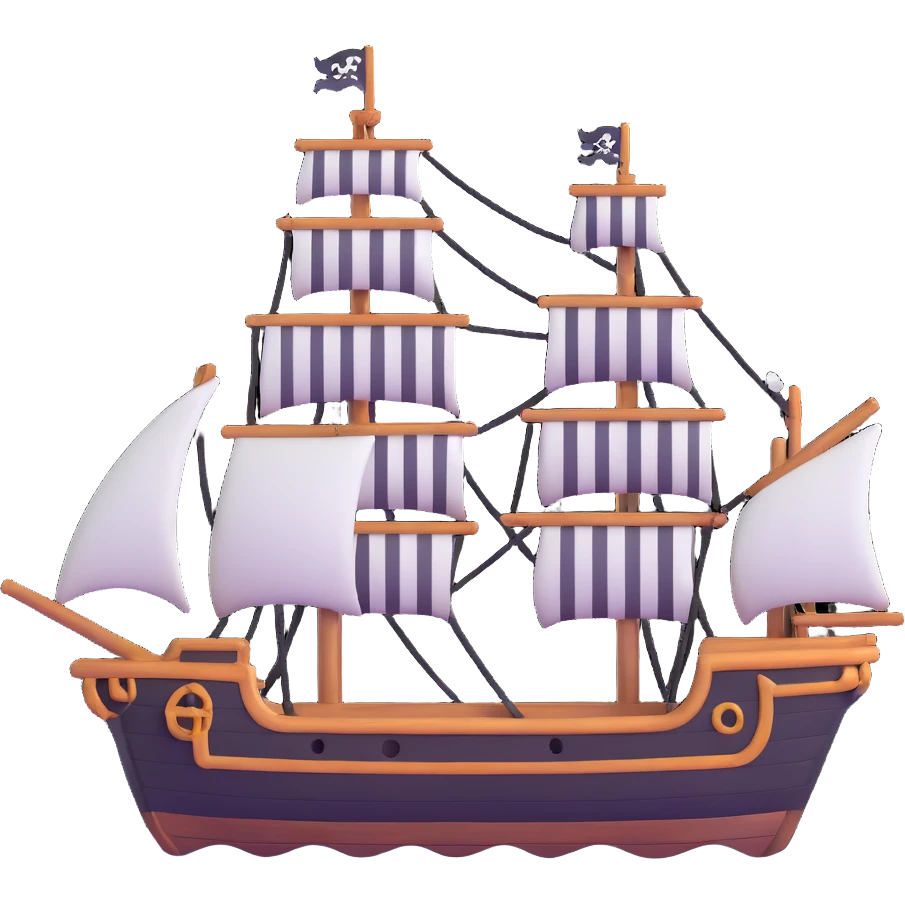 pirate ship sailing on waves emoji
