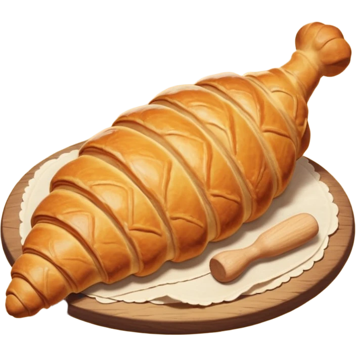 Baking humanless avatar in clean vibrant style illustration. Fresh croissant and rolling pin, warm golden tones, simple shapes, flat design, high contrast, cozy and friendly. emoji