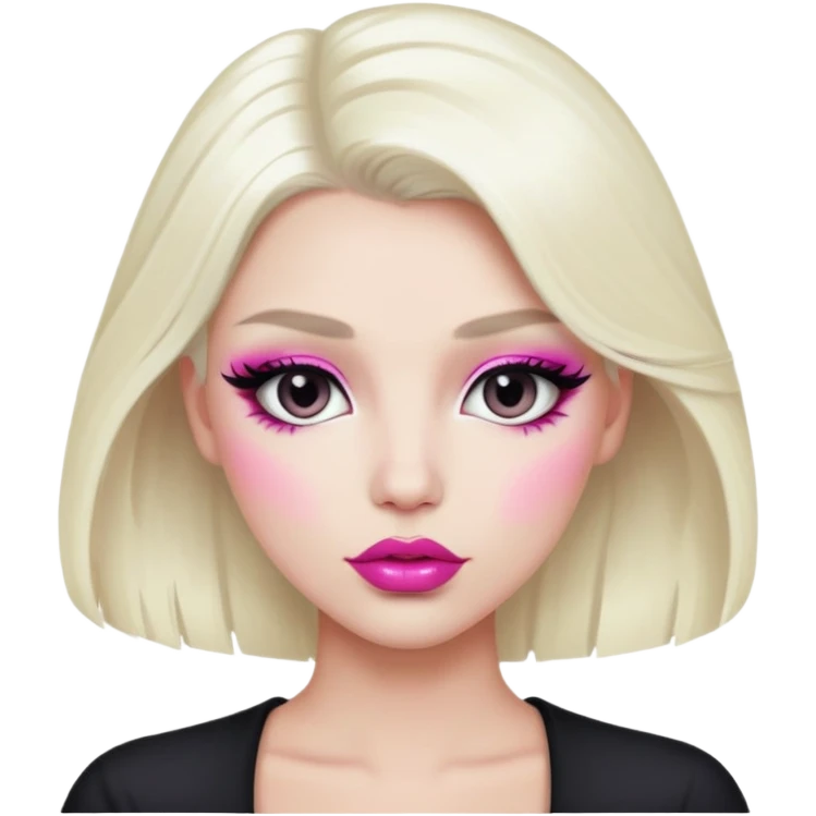 Person with platinum blonde hair, pink lips, and heavy makeup emoji