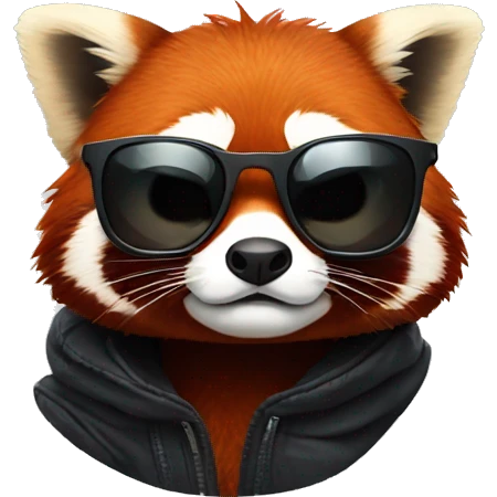 angry red panda with sunglasses on top of head emoji