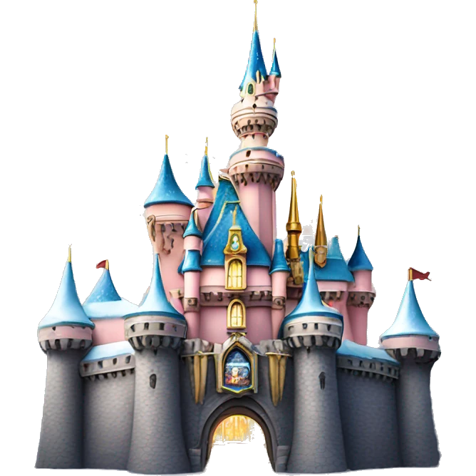 Disneyland castle with sparkly snow on roof emoji