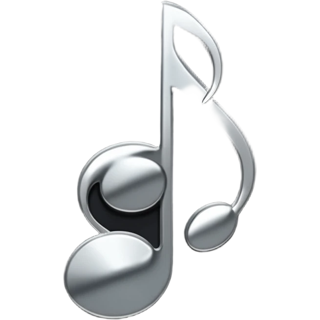 single musical note emoji, deep matte black metal material, smooth rounded geometry emoji