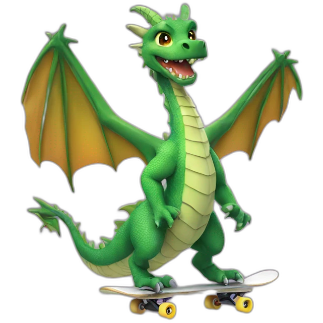 Dragon qui fait du skate emoji