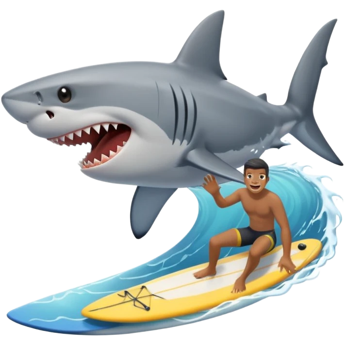 the shark next to people surfing emoji
