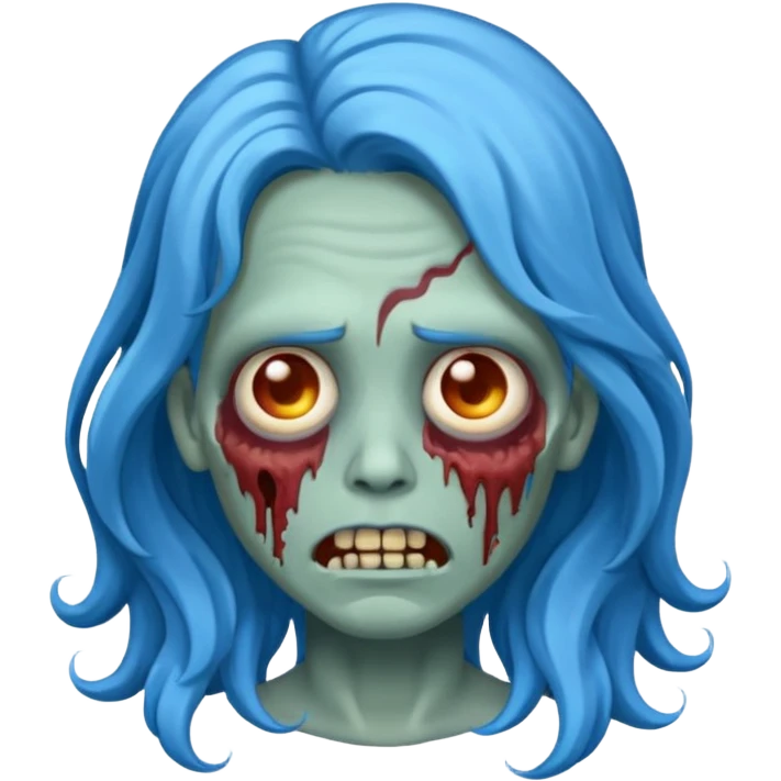 Make a zombie emoji with wavy hair blue,long hair emoji
