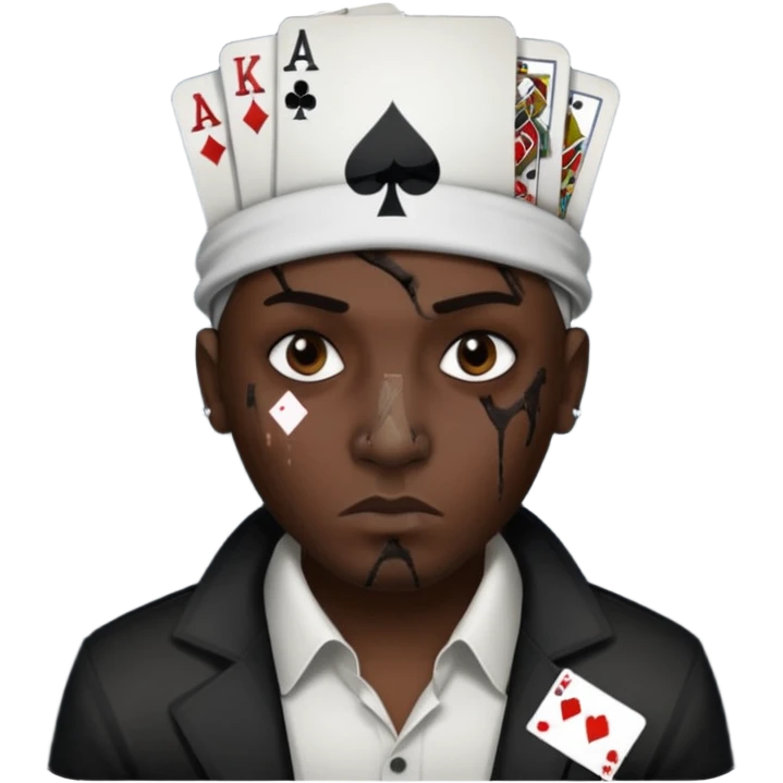 He Shot bullet on his head gangsta poker face emoji