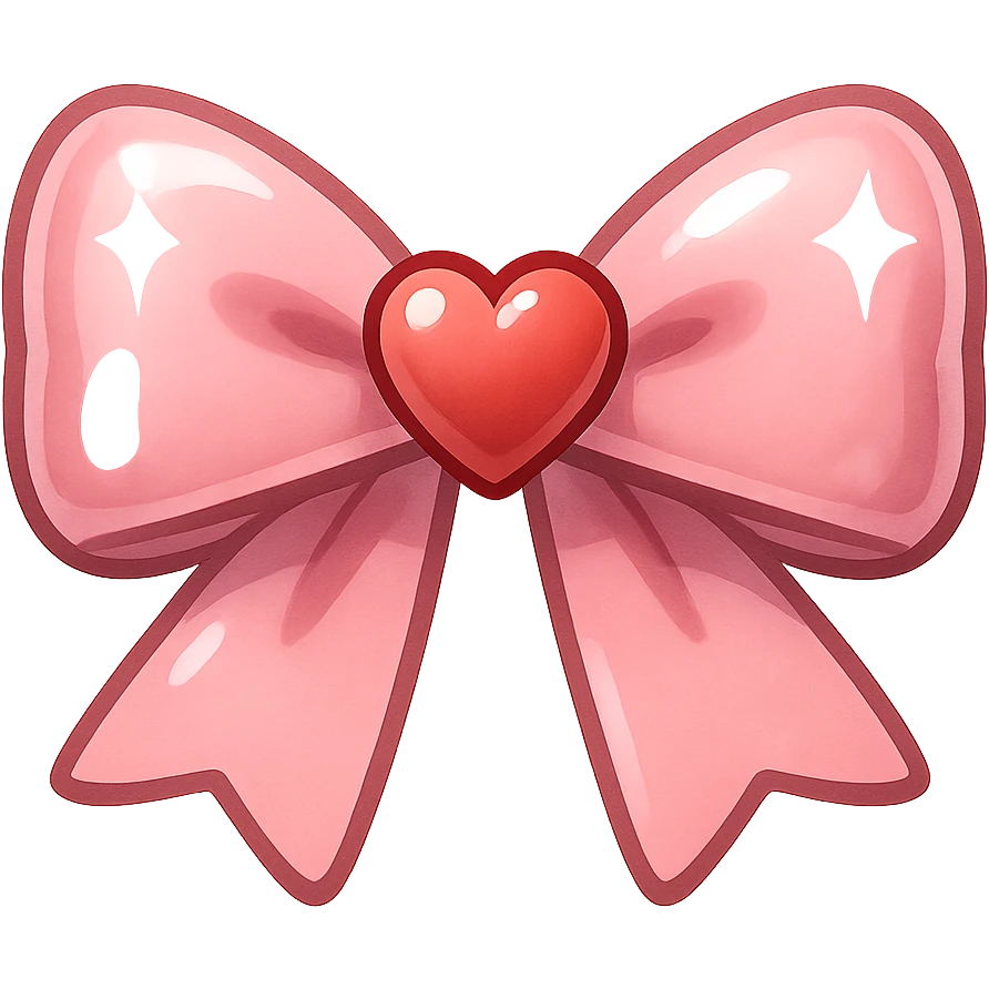 new bow emoji, cute and shiny, with a heart accent emoji