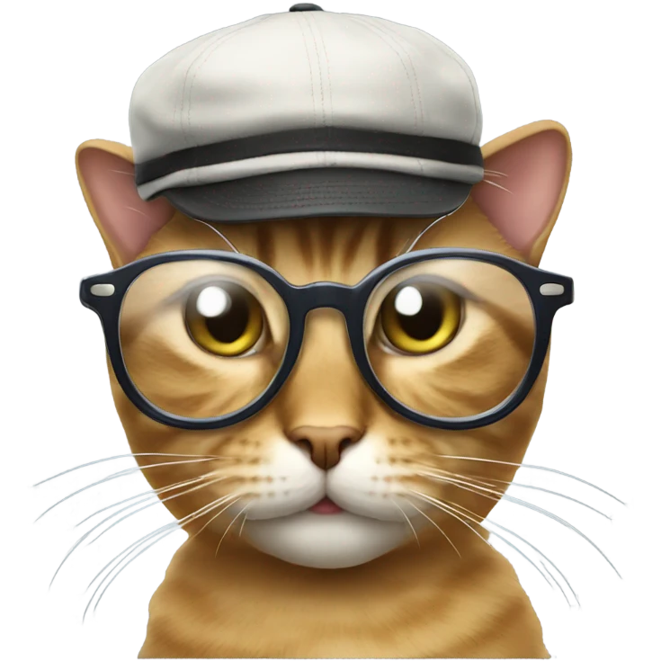 Cat wearing cool glasses and a cap emoji