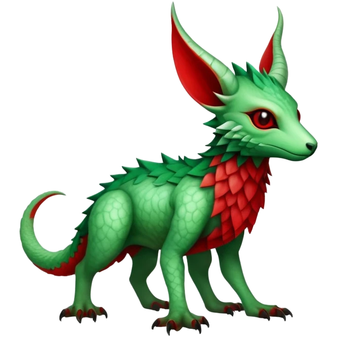 Cool Edgy Green Red ethereal Fionbri-Vernid-Trico-animal-creature full body emoji