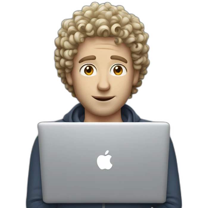 Curly white man with a macbook emoji