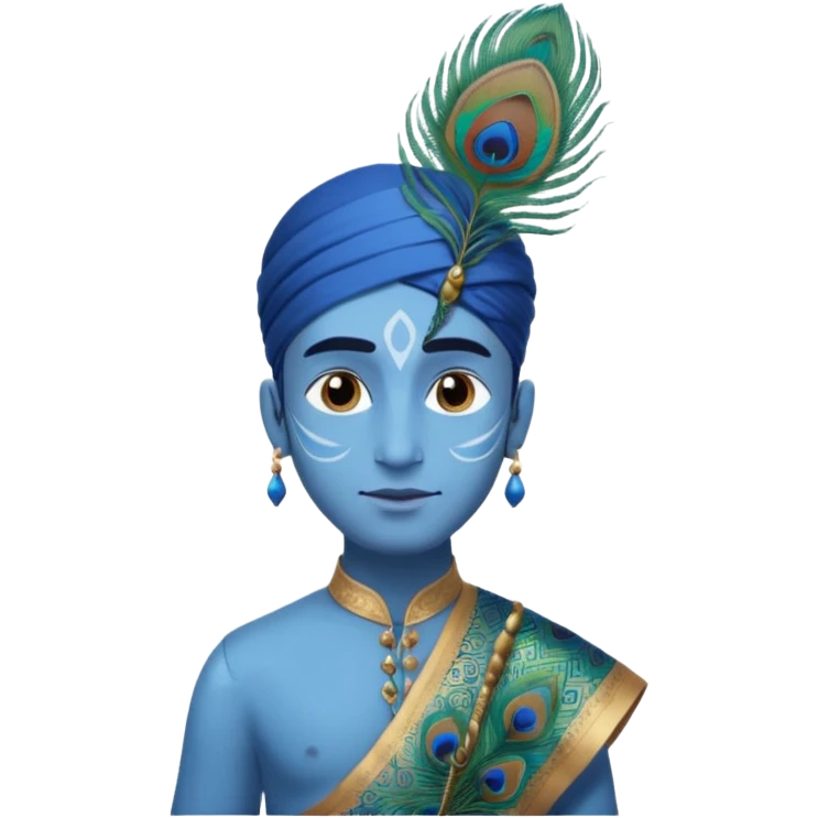 A man with blue skin peacock feather in head wearing dhoti kurta  emoji