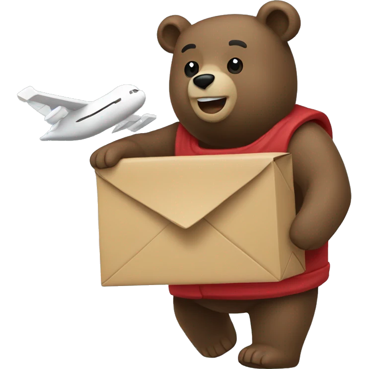 Kanye bear flying and holding a mailbox emoji
