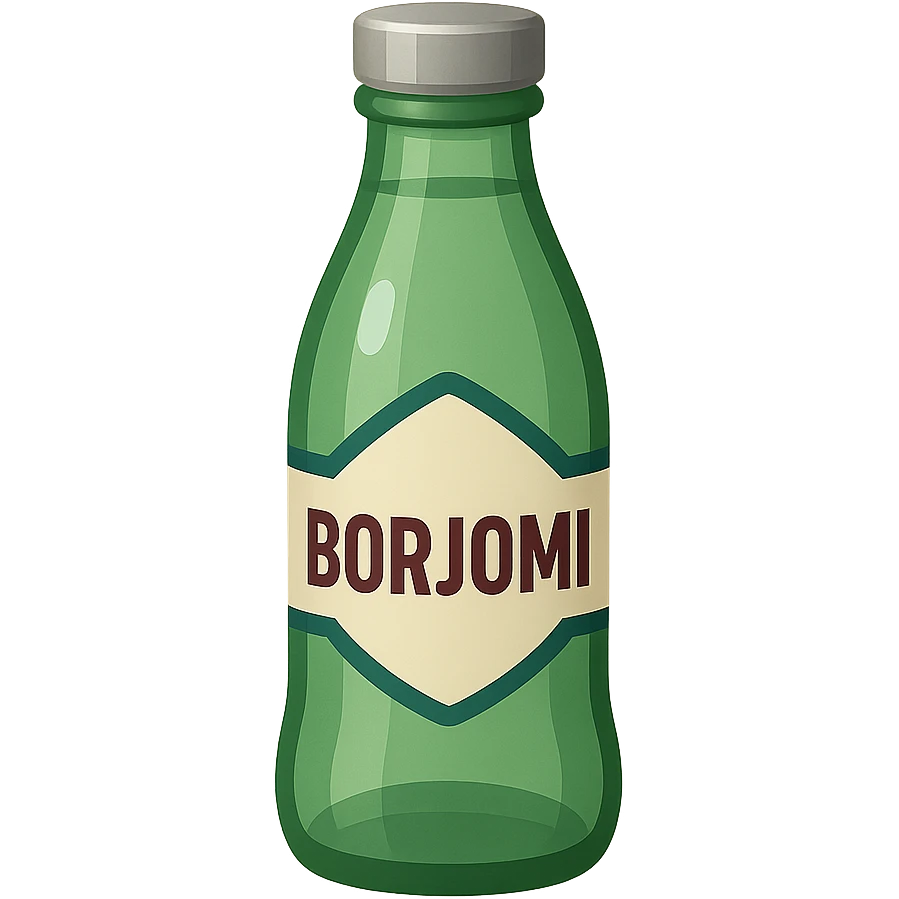 Borjomi water bottle emoji with a different label, variation 3 emoji