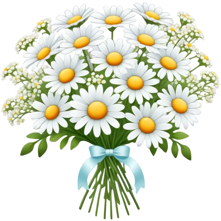 daisy and babies breath bouquet  emoji
