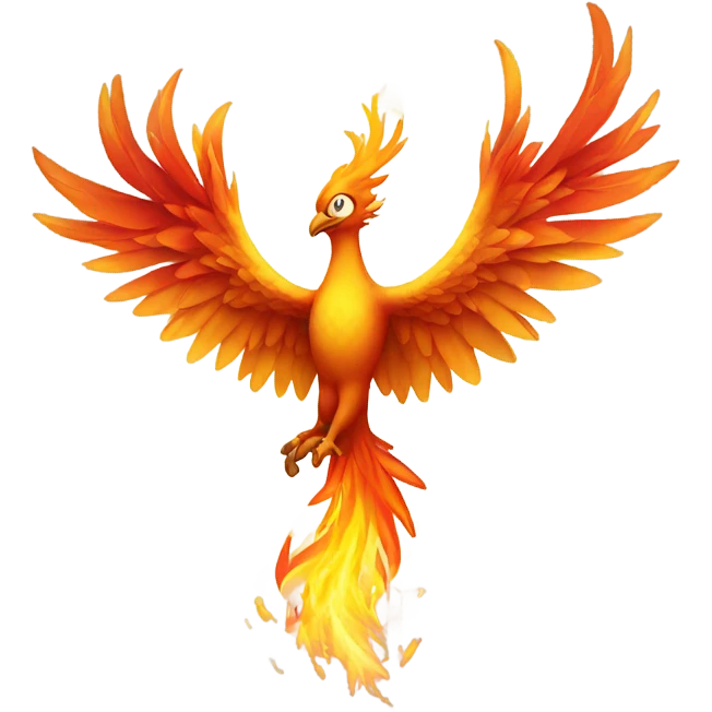 Phoenix on fire flying straight up emoji