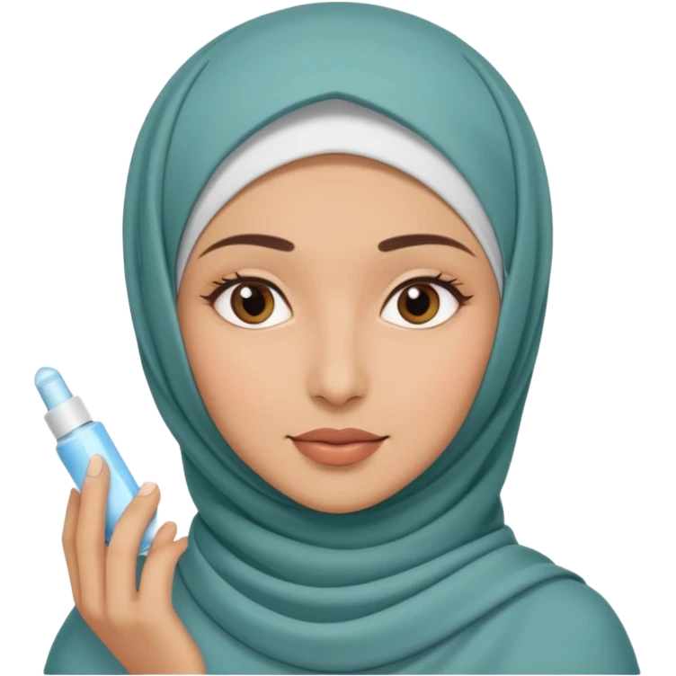 wanita berhijab lagi skincare emoji