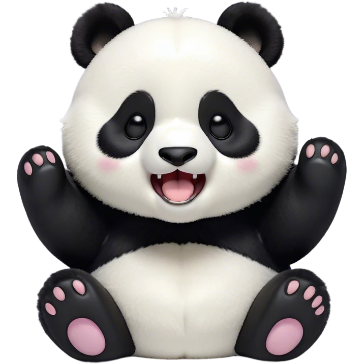 Cinematic Cute Yawning Panda Portrait Emoji, Head tilted slightly with a dramatic, wide-open yawn, showcasing a soft, plush black and white Fur with droopy ears, round eyes barely open in drowsy contentment, Simplified yet irresistibly adorable features, highly detailed, glowing with a soft, cozy glow, high shine, relaxed yet expressive, stylized with a touch of gentle whimsy, bright and endearing, soft glowing outline, capturing the essence of a sleepy yet affectionate panda, so drowsy it feels like it could stretch right out of the screen and curl up for a nap! emoji