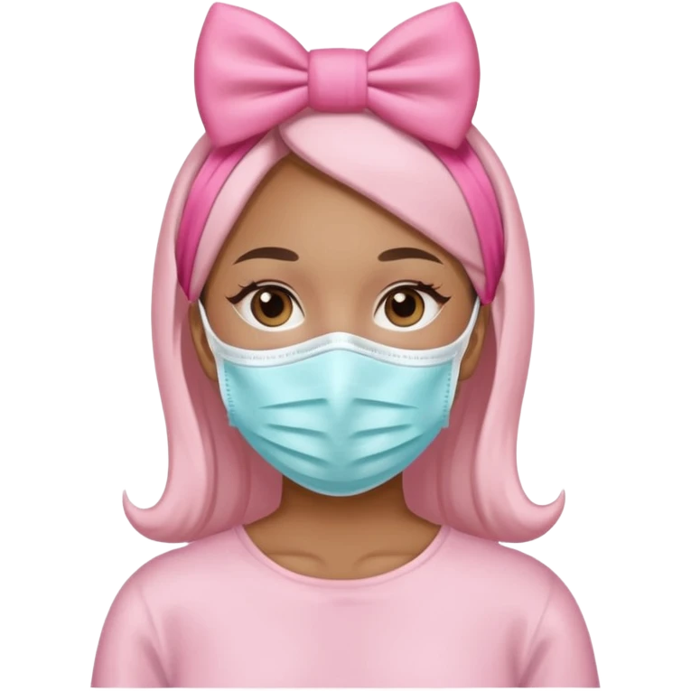 Dentista con un lazo rosa mujer con mascarilla emoji