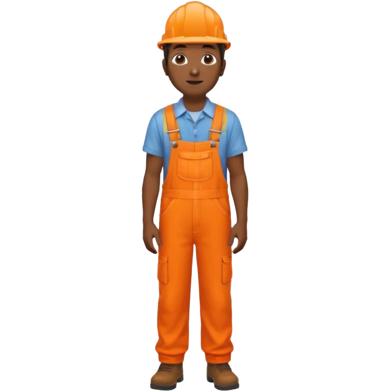 indian in orange overalls and orange hard hat standing emoji