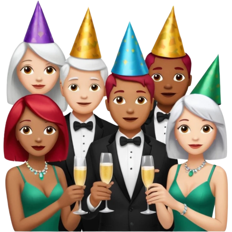 alright, but make the one in the middle light skin (caucasic) with white hear. The one on the left be redheaded (caucasic) and the one on the right be african emoji