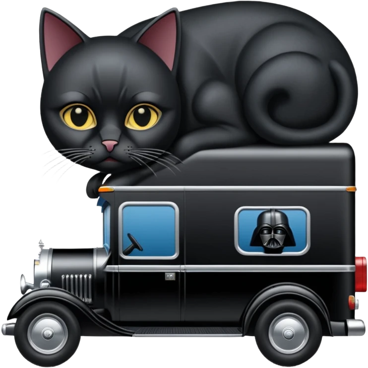 Ornate but stealth 1918 Darth Vader Cat Woman Rolls Royce Grumman mail truck emoji