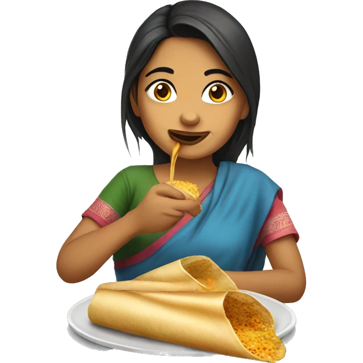 Nepali girl eating dosa emoji