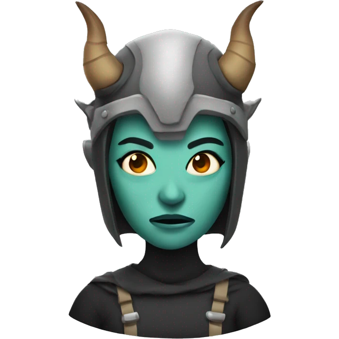 Scary woman with horned helmet emoji