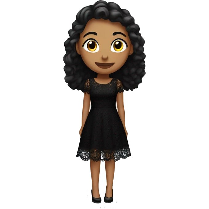 A tall girl with a black lace dress and black heels emoji