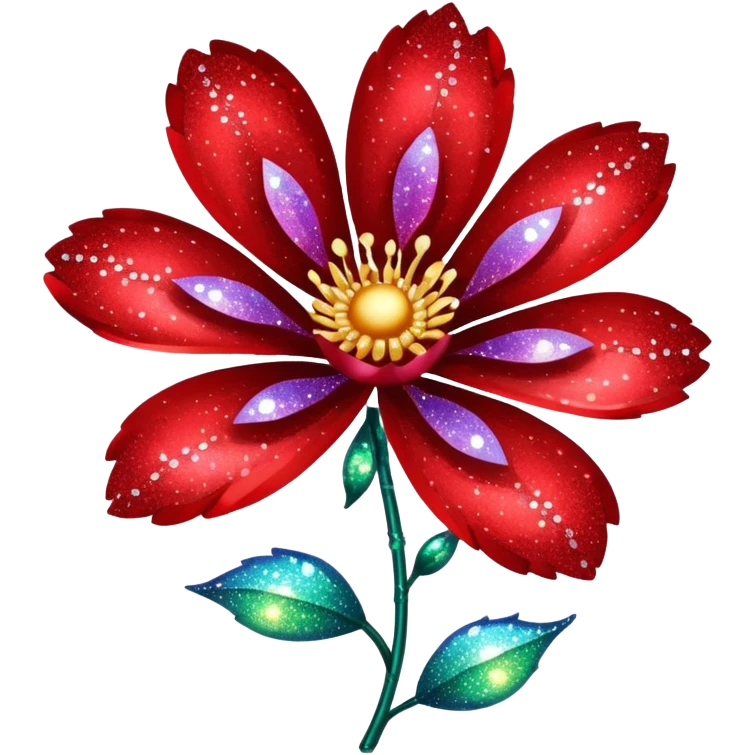 red glitter flower  emoji