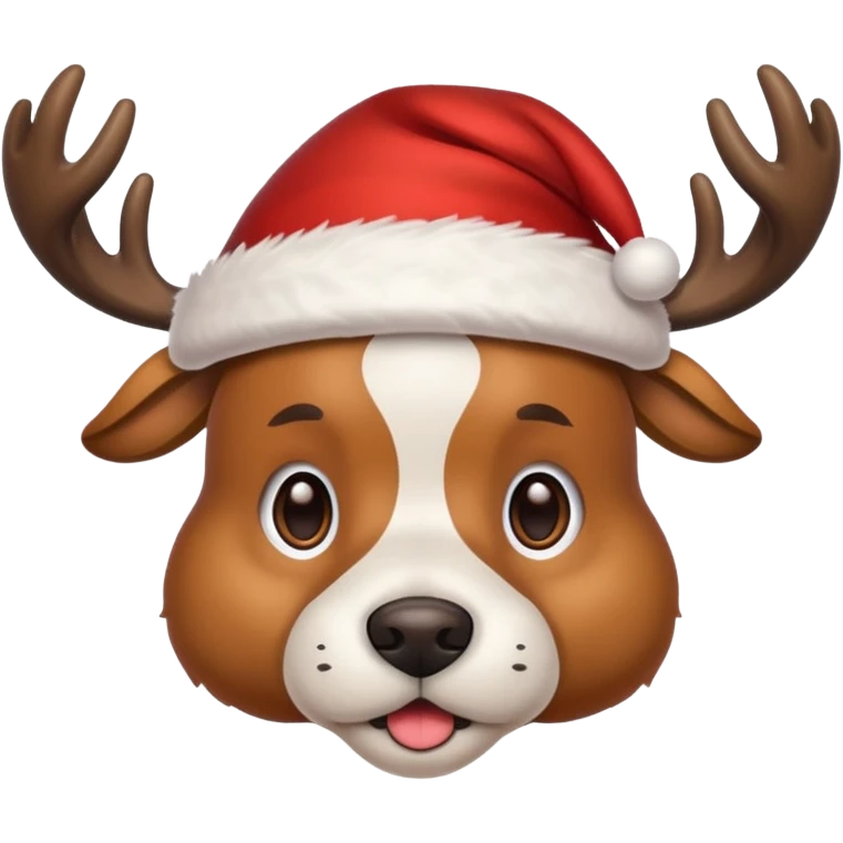 Dog Santa deer hat emoji