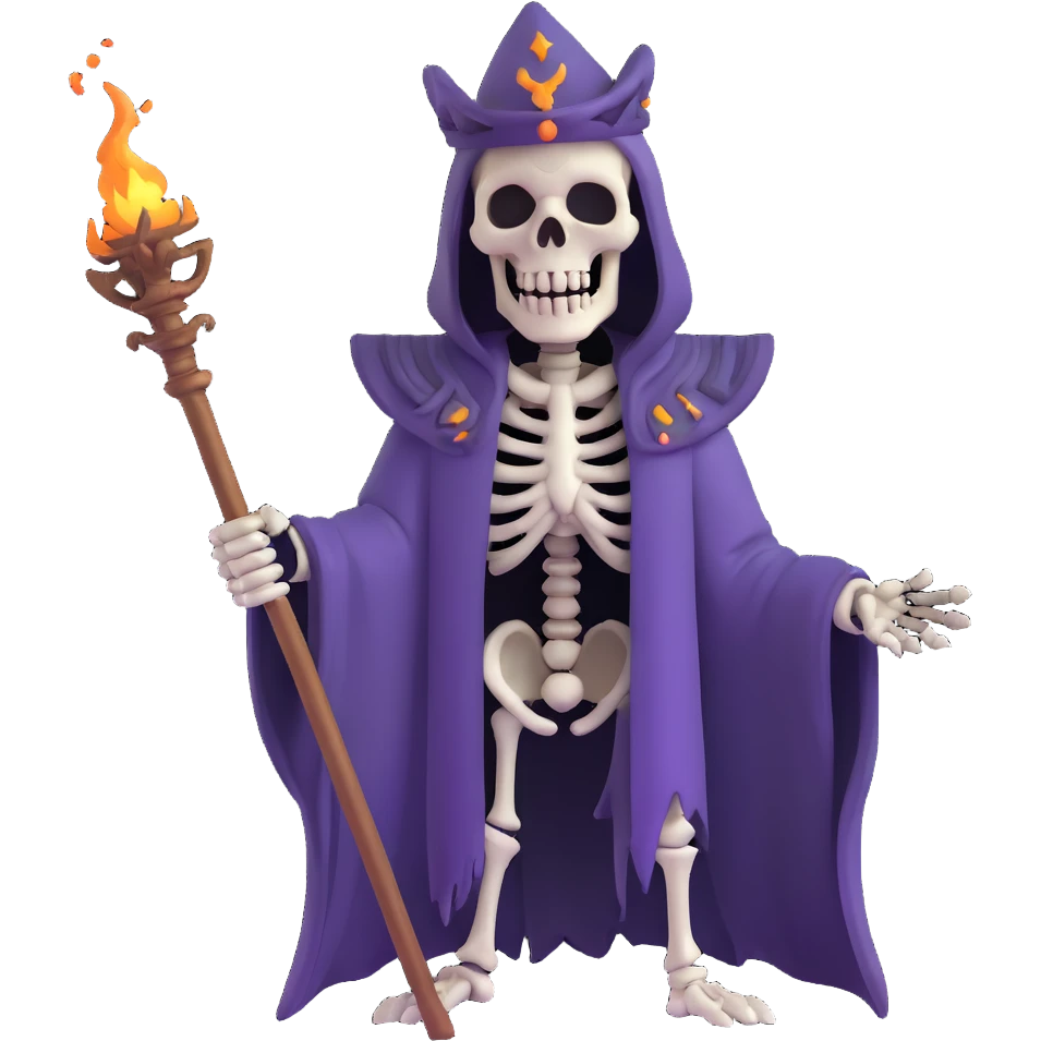 undead skeleton overlord with magical staff emoji