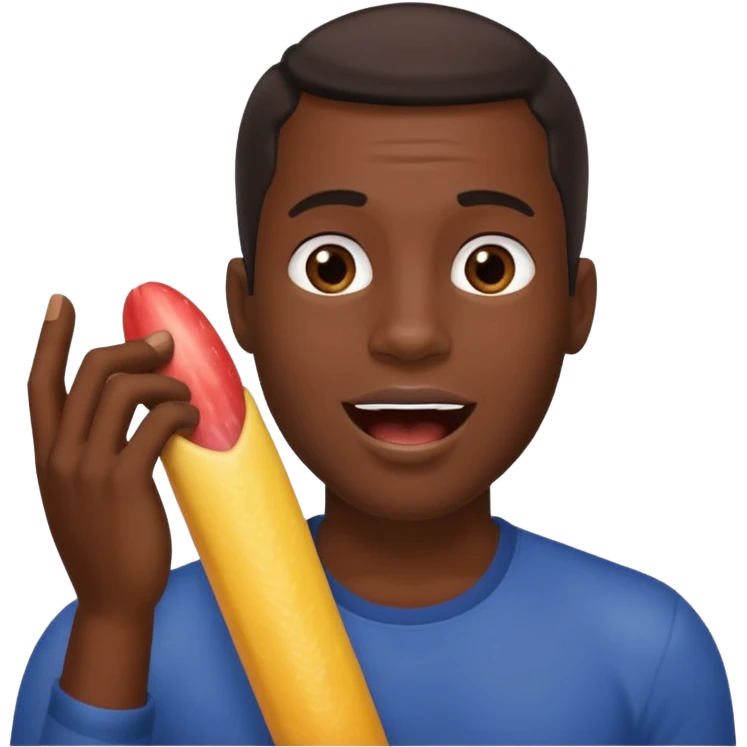 Black guy stroking his large penis while being excited (masturbaiting emoji