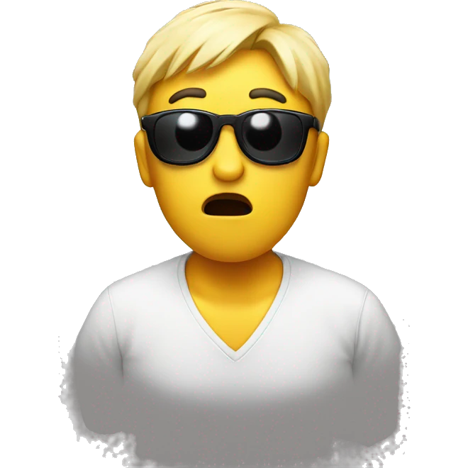 shocked face with sunglasses sitting on their nose emoji