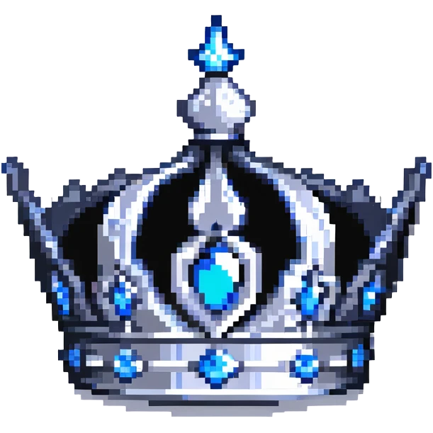 A sapphire blue crown with pointed tips and silver details emoji
