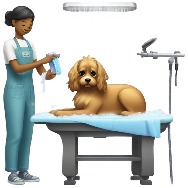 Dog getting groomed emoji