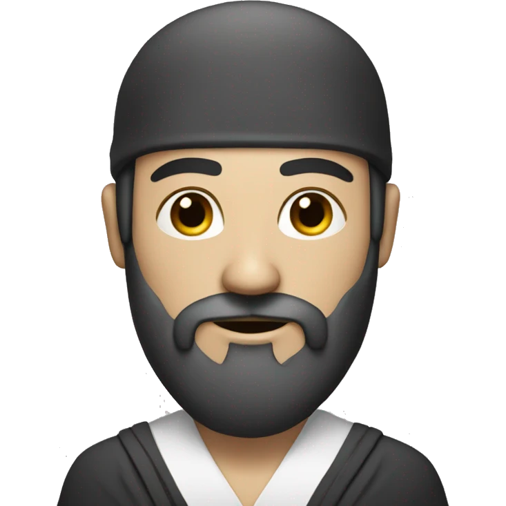 Guru with white skin and dark beard emoji