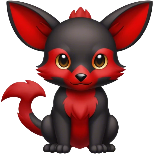 Cute cool black red animal hybrid Fakemon full body emoji