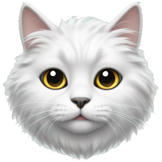 fluffy white cat with black spots  emoji