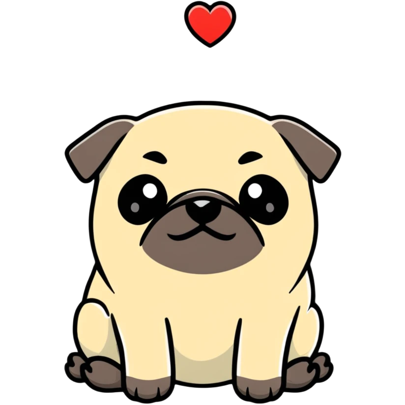Pug with heart  emoji