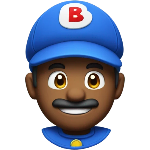 Brown Mario blue hat letter b emoji