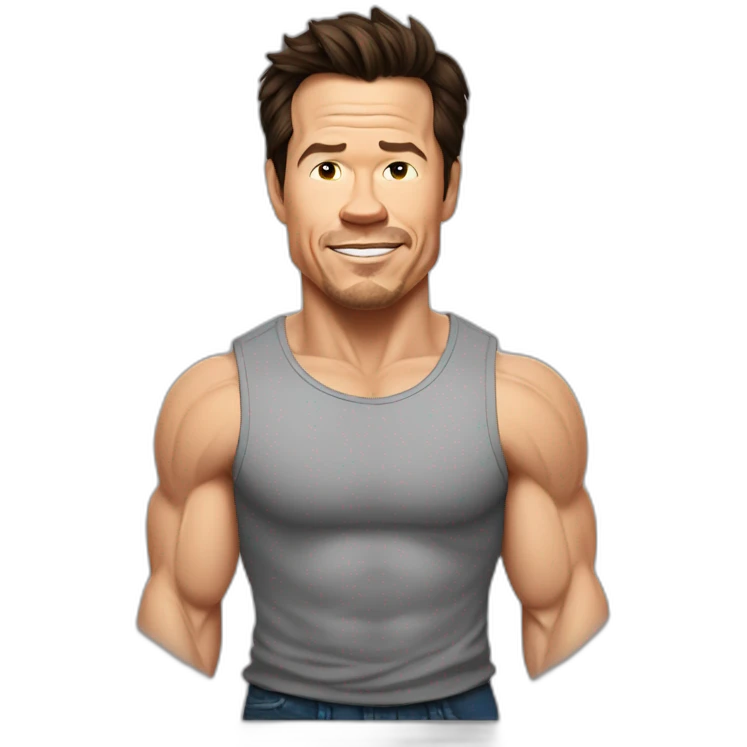 mark wahlberg cartoon wearing muscle tee emoji