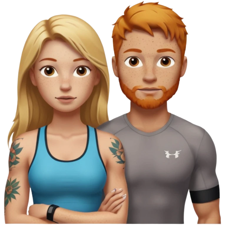 girl with long blonde hair and tattoos next to an athletic masculine ginger girl  emoji